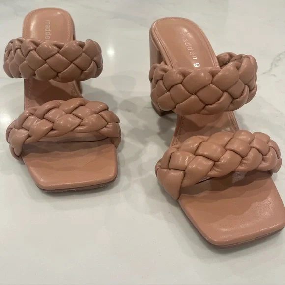 Madden Girl tan braided strappy block heels - Picture 13 of 16